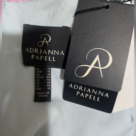 Adrianna Papell Blue/Pink Floral Metallic Jacquard Gown Dress NWT Size 12 - Picture 6 of 6